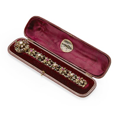 Lot 34 - A mid-19th century Austrian silver and gem set bracelet
