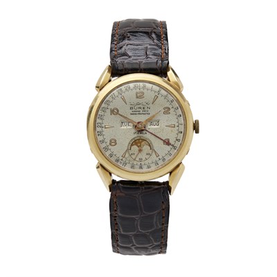 Lot 258A - A gentleman's 18ct gold cased wrist watch, Buren