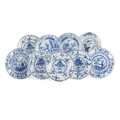 Lot 101 - COLLECTION OF NINE BLUE AND WHITE DISHES
