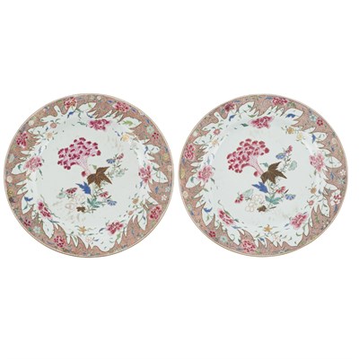 Lot 128 - PAIR OF FAMILLE ROSE CHARGERS