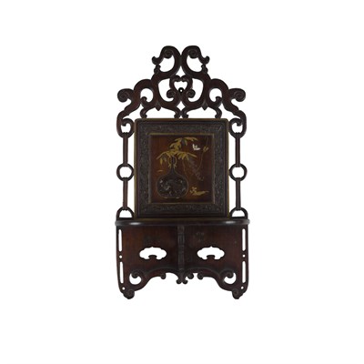 Lot 280 - INLAID AND LACQUERED WOODEN WALL BRACKET