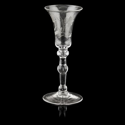 Lot 156 - JACOBITE STYLE ENGRAVED WINE GLASS