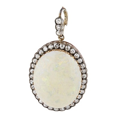 Lot 103 - A opal and diamond set pendant