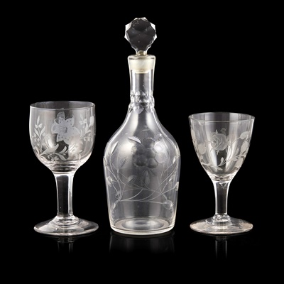 Lot 161 - THREE ENGRAVED GLASS WARES