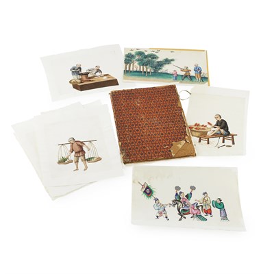 Lot 42 - ALBUM OF SIX PAINTINGS ON PITH PAPER