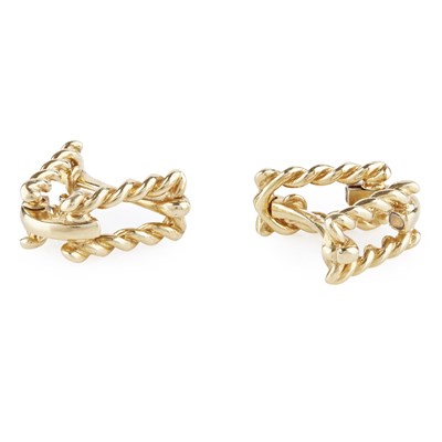 Lot 128 - A pair of French rope twist cufflinks