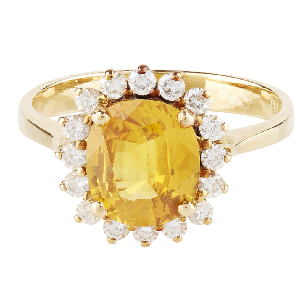 Lot 102 - A suite of fancy orange sapphire and diamond set jewellery