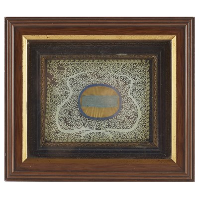 Lot 172 - A FRAMED PIECE OF BLUE RIBBON OF JACOBITE INTEREST