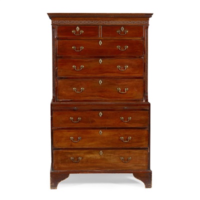 Lot 38 - GEORGE III MAHOGANY CHEST-ON-CHEST