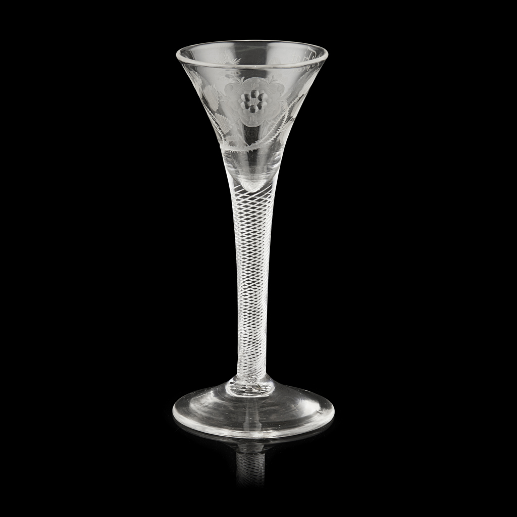 Lot 457 - A JACOBITE WINE GLASS