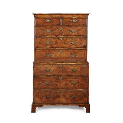 Lot 82 - GEORGE II WALNUT CHEST-ON-CHEST