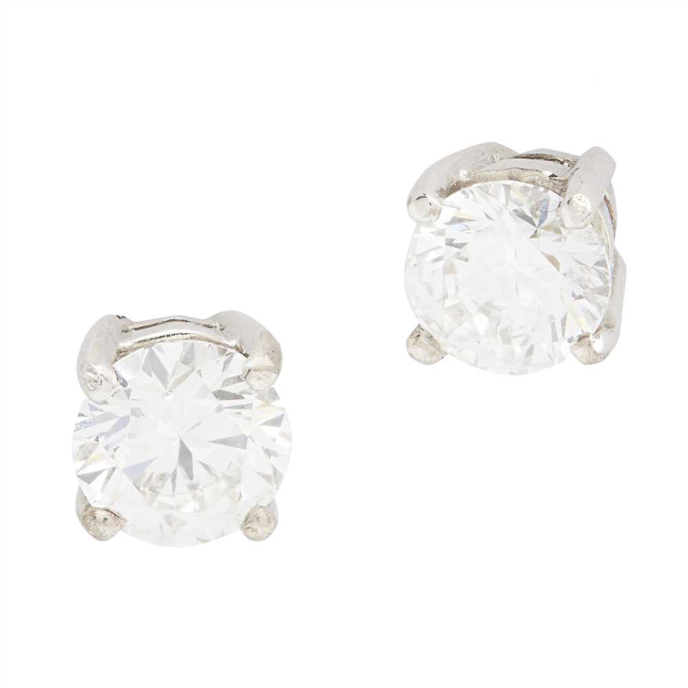 Lot 148 - A pair of synthetic diamond stud earrings