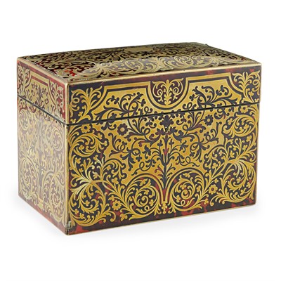 Lot 38 - FRENCH BOULLE MARQUETRY AND ROSEWOOD TEA CADDY