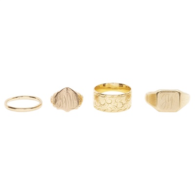 Lot 233 - A collection of gold rings