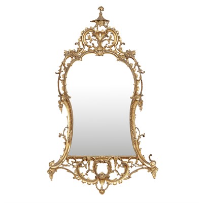 Lot 33 - GEORGE III STYLE GILTWOOD MIRROR, IN THE MANNER OF THOMAS JOHNSON