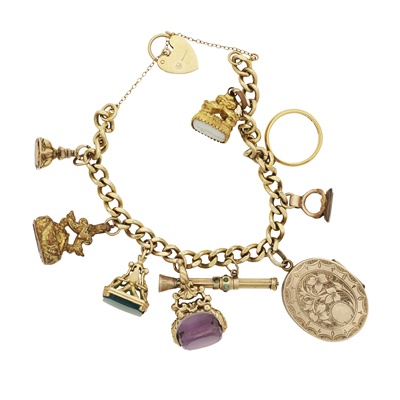Lot 234 - A 9ct gold charm bracelet