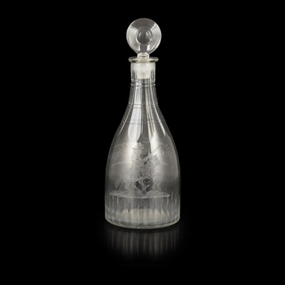 Lot 132 - IRISH WILLIAMITE ENGRAVED GLASS DECANTER AND STOPPER