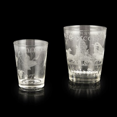 Lot 141 - TWO ENGRAVED GLASS TUMBLERS