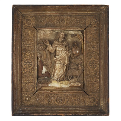 Lot 4 - MALINES ALABASTER RELIEF OF CHRIST THE GOOD SHEPHERD