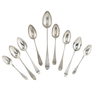 Lot 394 - A SET OF TWELVE GEORGE III CELTIC POINT PATTERN TABLESPOONS