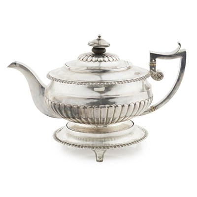 Lot 381 - A GEORGE III TEAPOT ON STAND