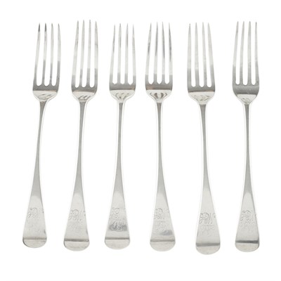 Lot 227 - ABERDEEN - A SCARCE SET OF SIX SCOTTISH PROVINCIAL TABLE FORKS