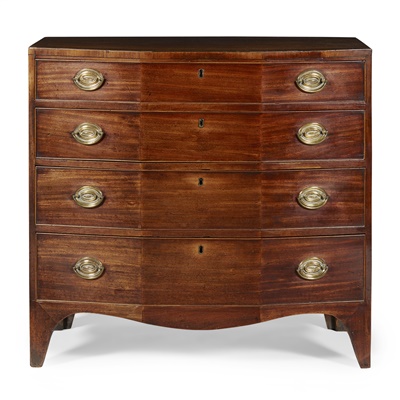 Lot 119 - LATE GEORGE III MAHOGANY CHEST OF DRAWERS