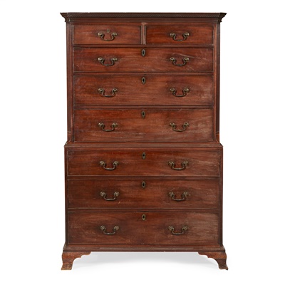 Lot 25 - GEORGE II MAHOGANY CHEST-ON-CHEST