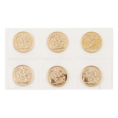 Lot 366 - G.B. - Six proof sovereigns
