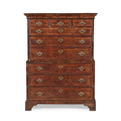 Lot 20 - GEORGE I WALNUT CHEST-ON-CHEST