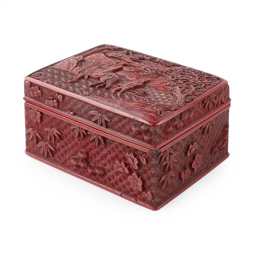 Lot 2 - CINNABAR LACQUER RECTANGULAR BOX AND COVER
