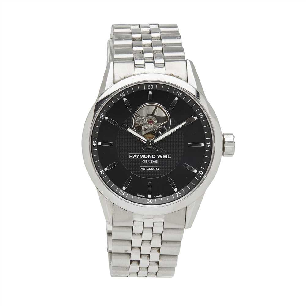 Lot 332 - A gentleman's stainless steel wrist watch, Raymond Weil