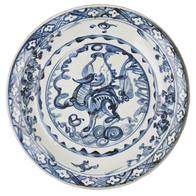 Lot 184 - TWO SWATOW BLUE AND WHITE CHARGERS