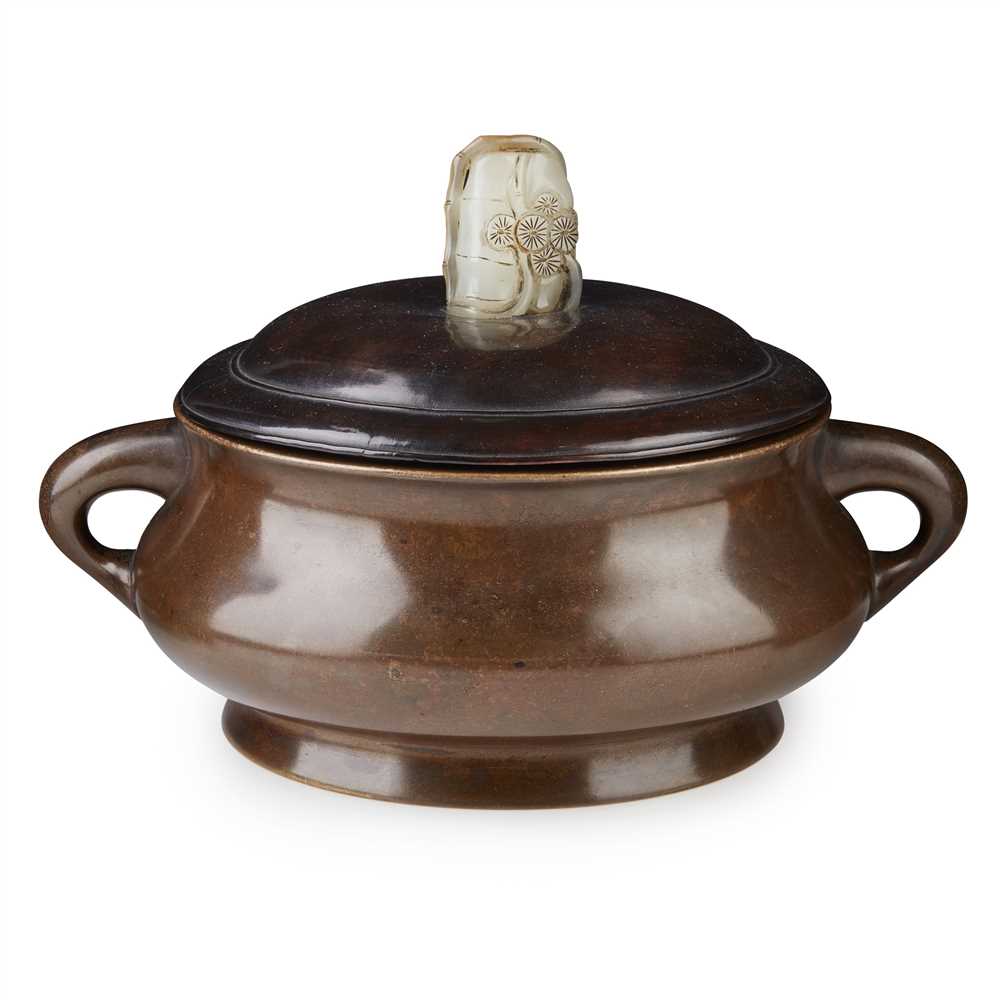 Lot 67 - LARGE BRONZE CENSER WITH COVER