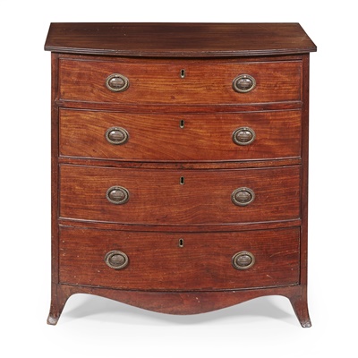 Lot 116 - LATE GEORGE III SMALL BOWFRONT CHEST OF DRAWERS
