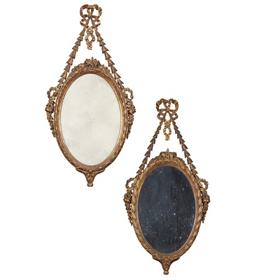 Lot 115 - PAIR OF GEORGE III STYLE GILTWOOD MIRRORS