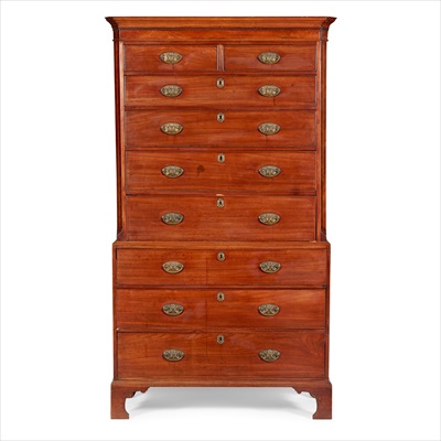 Lot 114 - LATE GEORGE III MAHOGANY TALL CHEST-ON-CHEST