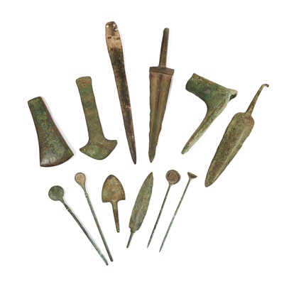 Lot 77 - COLLECTION OF BRONZE AGE AND LATER BLADES AND IMPLEMENTS