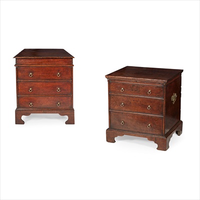 Lot 75 - MATCHED PAIR OF SMALL GEORGIAN OAK CHESTS
