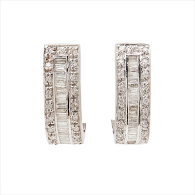 Lot 17 - Two pairs of diamond set earrings