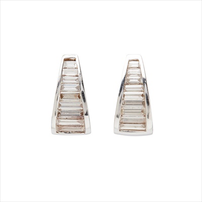 Lot 17 - Two pairs of diamond set earrings