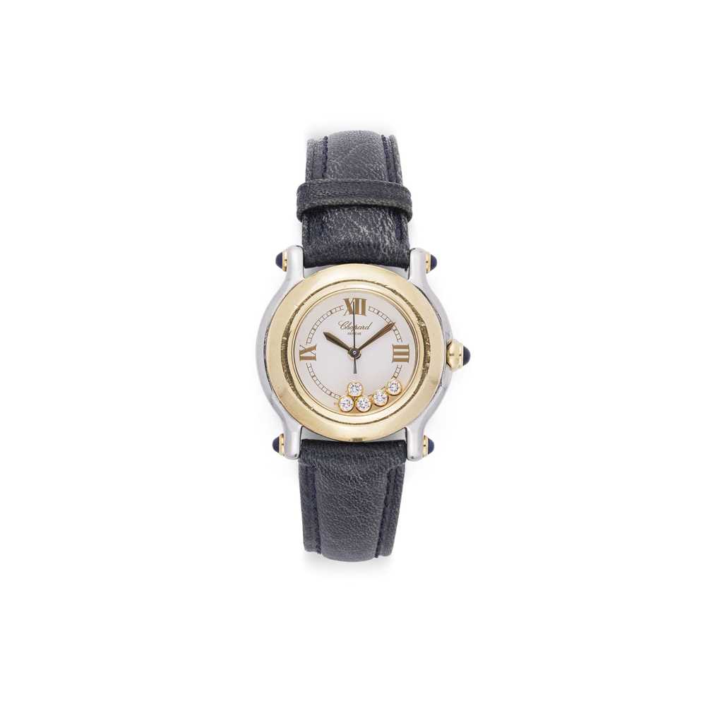 Lot 47 - A lady's bi-metallic diamond-set 'Happy Sport' wristwatch, by Chopard