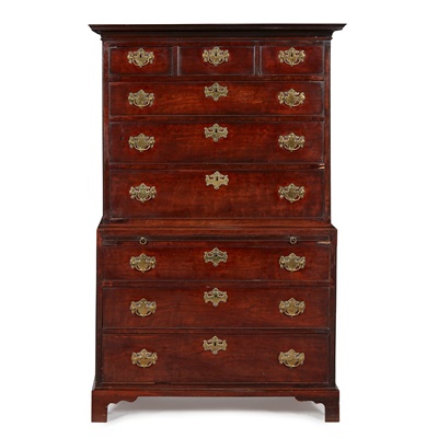 Lot 27 - GEORGE III MAHOGANY CHEST-ON-CHEST