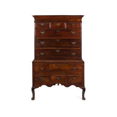Lot 472 - GEORGE II OAK AND WALNUT CHEST-ON-CHEST