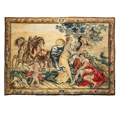 Lot 441 - FLEMISH MYTHOLOGICAL TAPESTRY OF DIDO AND AENAES