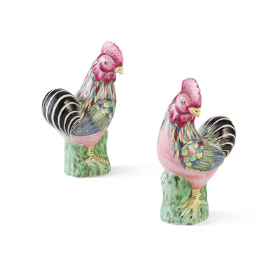 Lot 233 - PAIR OF FAMILLE ROSE ROOSTERS