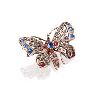 Lot 4 - A late 19th century multi-gem set butterfly brooch