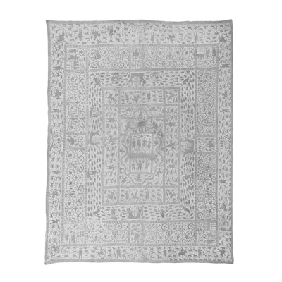 Lot 614 - INDO-PORTUGUESE EMBROIDERED COVERLET (COLCHA)
