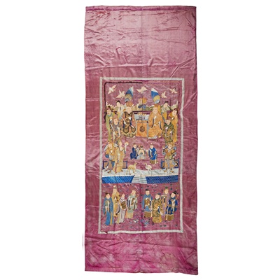 Lot 28 - LARGE SILK EMBROIDERED WALL HANGING