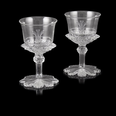 Lot 170 - FINE PAIR OF PERRIN GEDDES PRINCE OF WALES SERVICE WINE GLASSES
